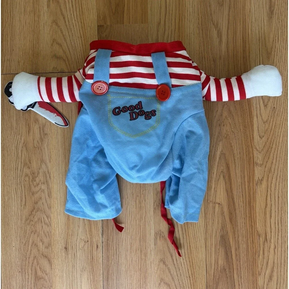 Pet Deadly Doll Halloween Dog Costume Style A Red/Blue/White Polyester size S/M